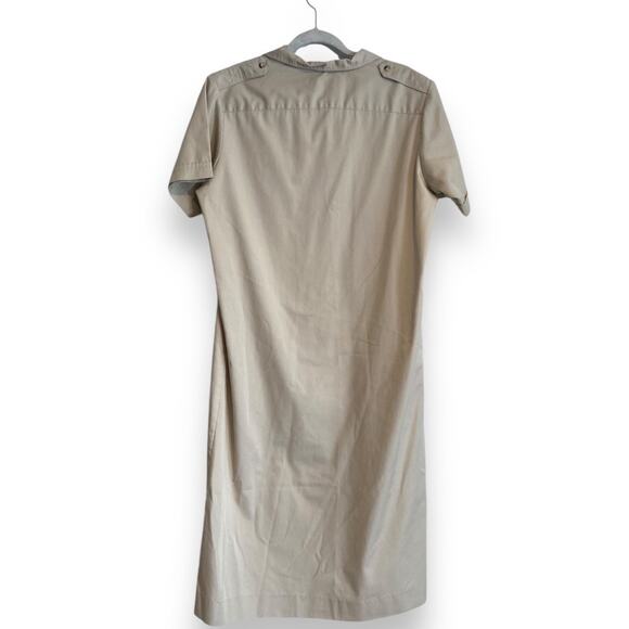 Vintage 90s LL Bean Safari Shirt Dress Large โ Khaki Button Up Utility Style - Picture 2 of 16